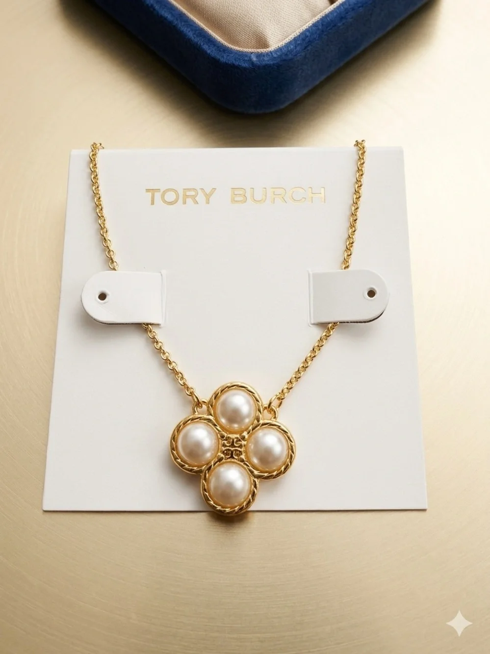 Tory Burch Gold-tone Necklace with Pearl Cluster Pendant